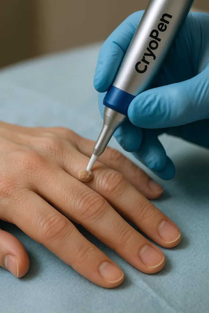 example of cryopen wart removal Brownhills treatment on a persons finger