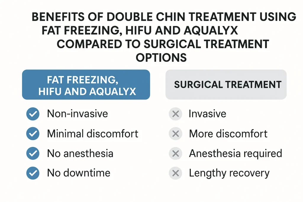 Graphic about the benefits of double chin treatment Brownhills - from LA LIPO